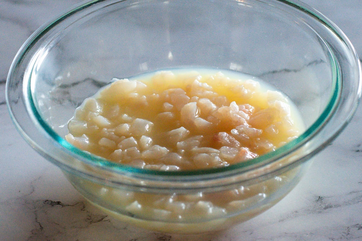 trigger fish marinating in lime juice
