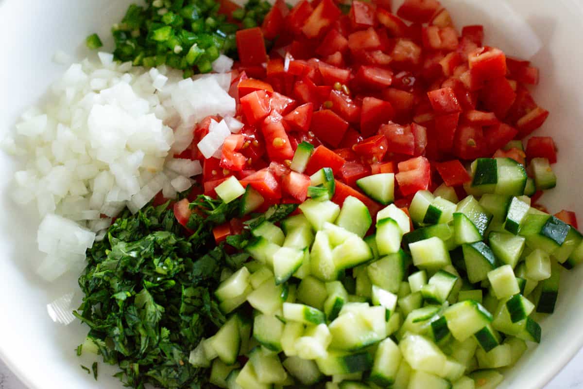 vegetables cut into ¼ cubes