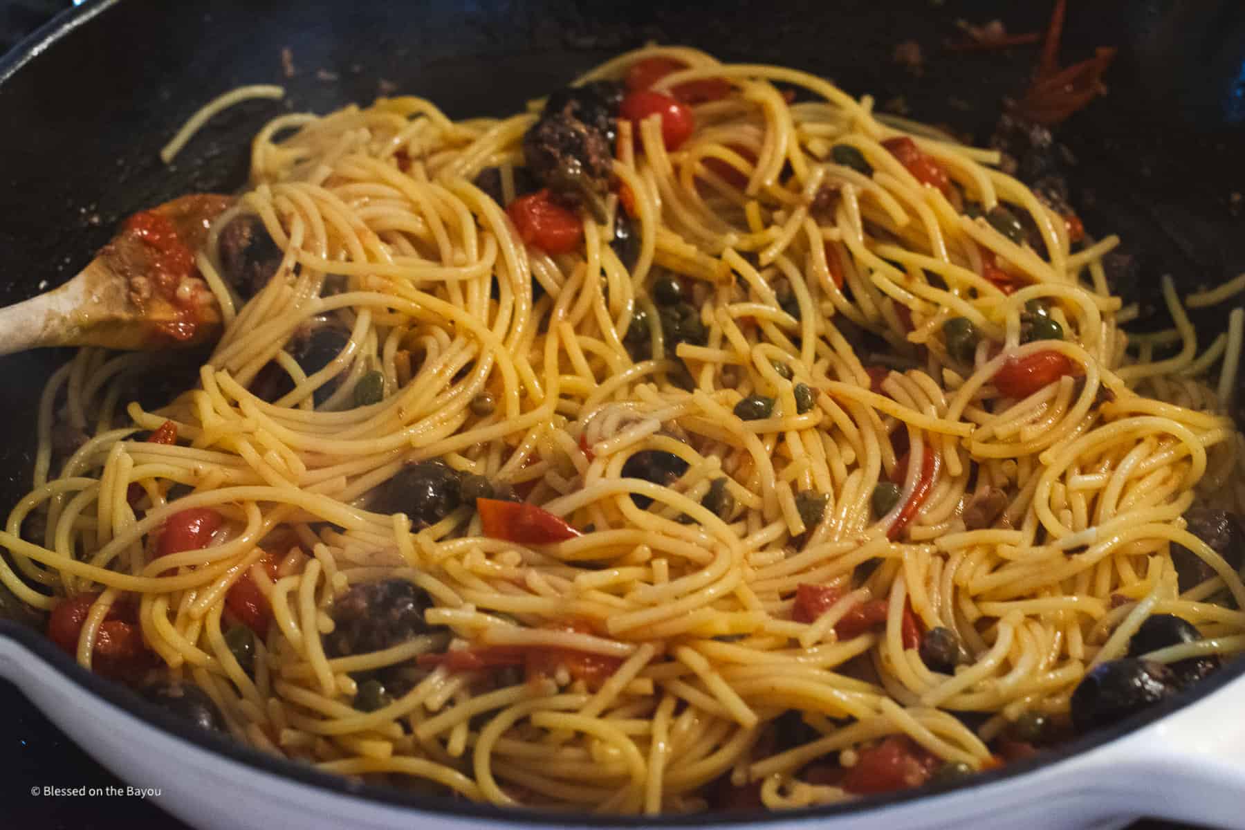 Pasta Puttanesca Cast Iron Skillet
