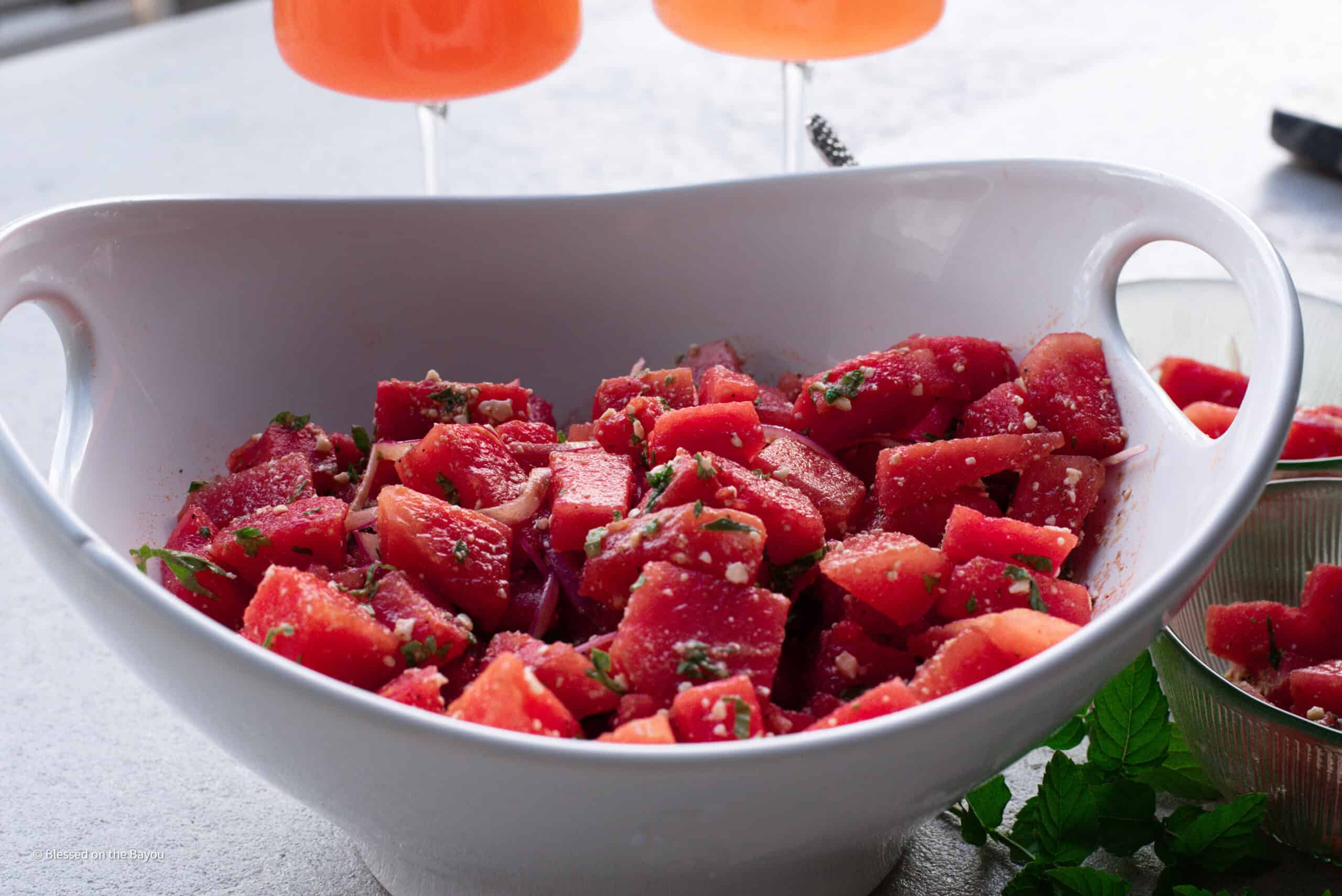 watermelon salad in a bowl
