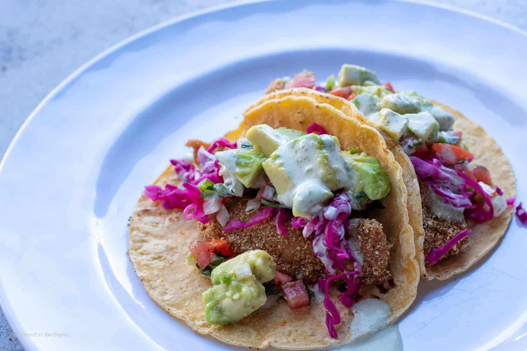 mahi mahi tacos plated
