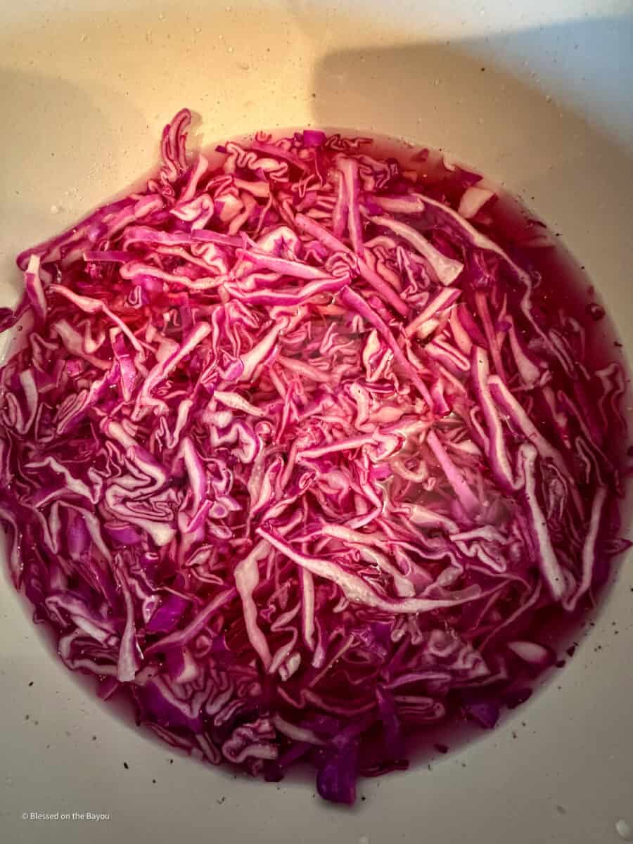 preparing pickled red cabbage