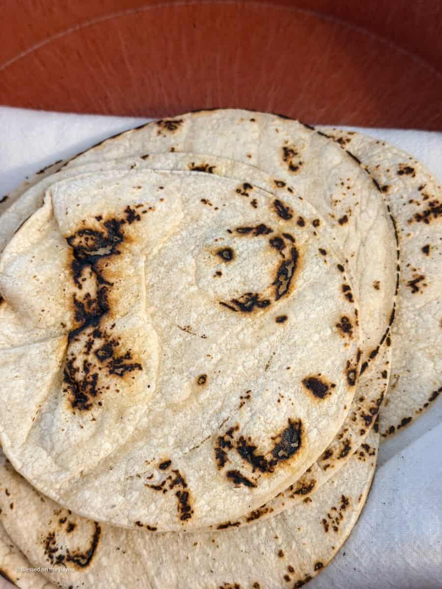 freshly griddled corn tortillas
